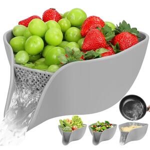Multifunctional Drain Basket 4.6 QT Large Silicone Food Bowl with Spout s33